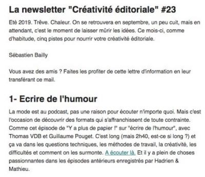 Extrait newsletter Sébastien Bailly